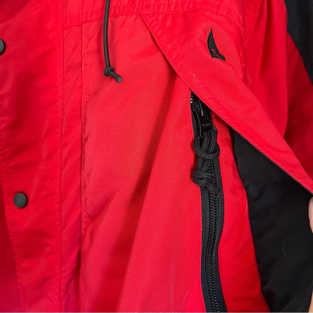 Serac Men’s Red and Black Winter Jacket Pockets Logo Zip & Snap Front